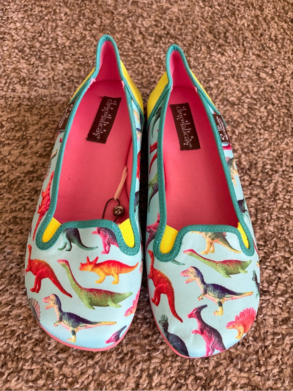 Hot Chocolate Designs Dinosaur Slip-On Sneaker Flats NWT